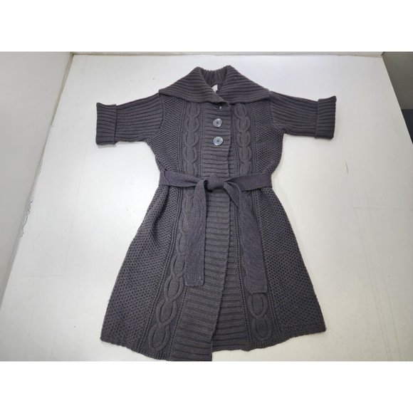 Worthington Womens 3 Button Chunky Knit Belted Long Sweater Cardigan Black Sz Sm - Picture 1 of 8
